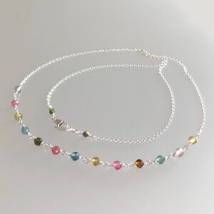 Watermelon tourmaline necklace, October birthstone, rainbow ombre gemstones, women beaded necklace, delicate tourmaline jewelry zdjęcie 3