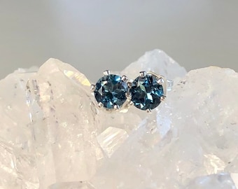 London blue topaz 4 mm stud earrings, genuine blue topaz earrings, 4 mm AAA studs, minimalist, December blue gemstone, dainty gemstone studs