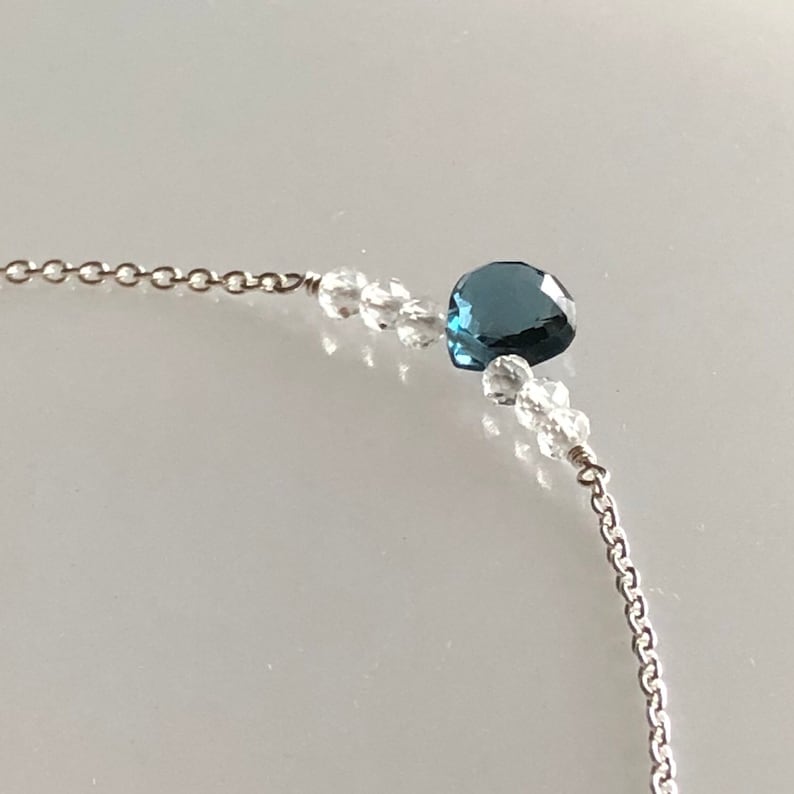 dainty gemstone jewelry mixed gemstone gift for her multi topaz choker December birthstone necklace Genuine london blue topaz necklace