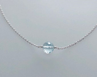 Dainty sky blue topaz necklace, blue topaz choker, sterling silver, sky blue gemstone, bridal necklace, minimalist jewelry, gift for her