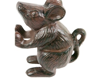 Cast Iron Rat Bookend Figurine Antique Rust Statue Ornament Mouse  Paperweight Organizer Doorstop Mouse Book End
