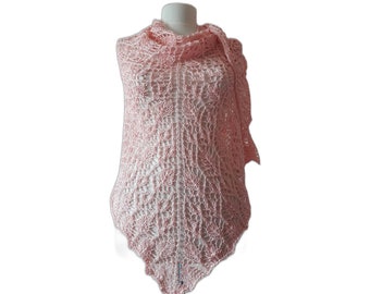 Hand knitted summer lace shawl, ready to ship