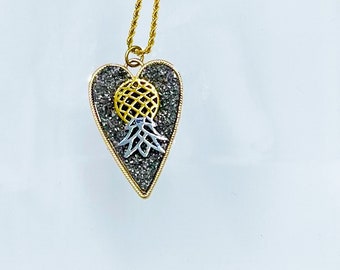 Heart Charm with Upside Down Pineapple Swinger Symbol Open Marriage