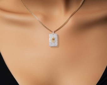 Sparkling Crystal Dog Tag with Hotwife Symbol Charm, Vixen Charm