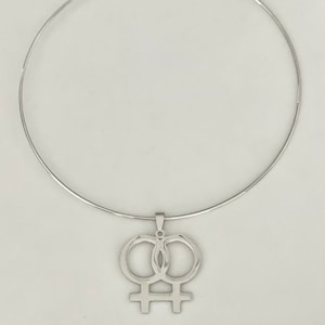 Collana con doppio simbolo Venere in acciaio inossidabile