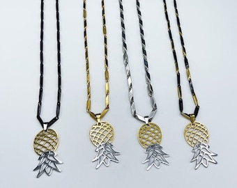 Men's Stainless Steel Chain Necklace with Upside Down Pineapple Charm