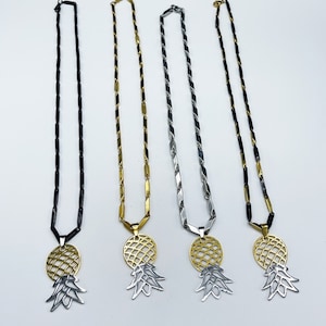 Men&#39;s Stainless Steel Chain Necklace with Upside Down Pineapple Charm