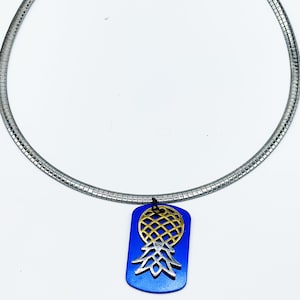 Upside Down Pineapple Pendant Necklace: Colorful Dog Tag Style Jewelry