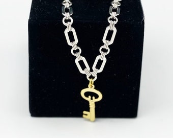 Key charm necklace with gorgeous chain. Cuckold, hotwife