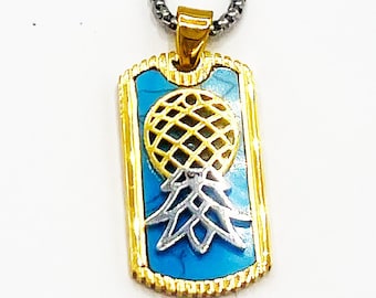 Blue and Gold Upside Down Pineapple Pendant Necklace, Pineapple jewelry, Swinger Symbol, Swinger Jewelry