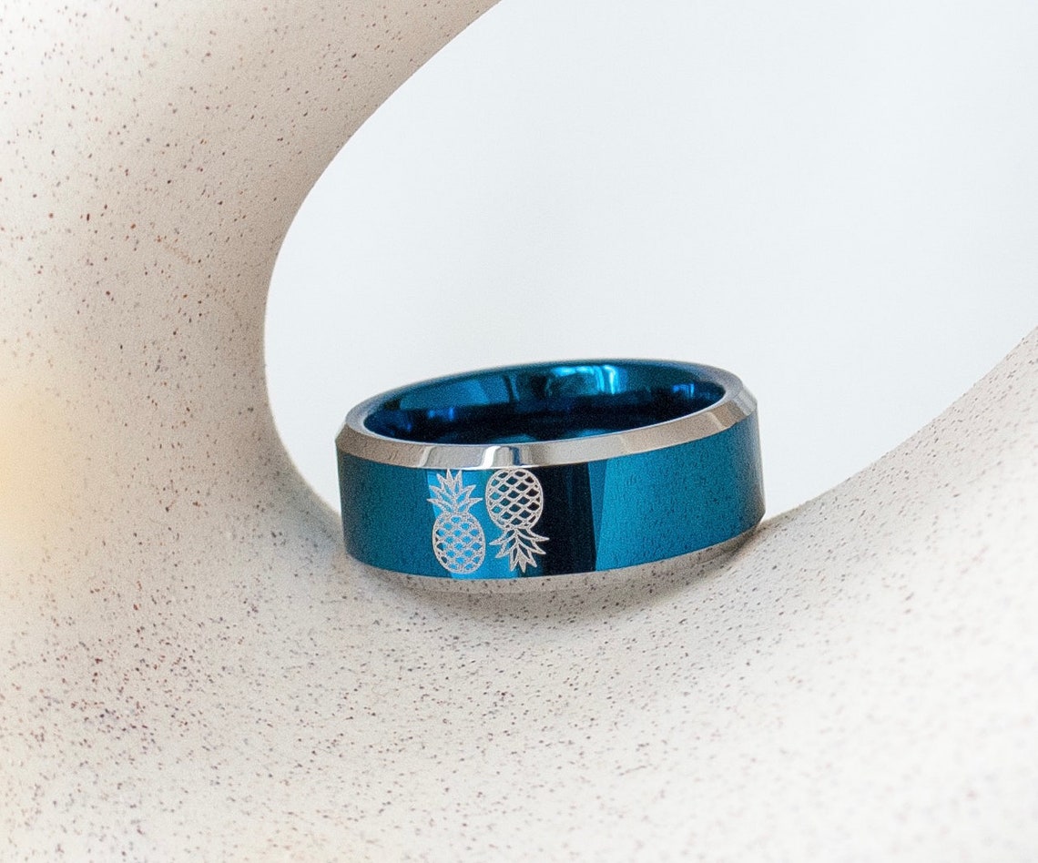 Upsidedown Pineapple Ring Swinger Ring Swinger Symbol Blue Etsy