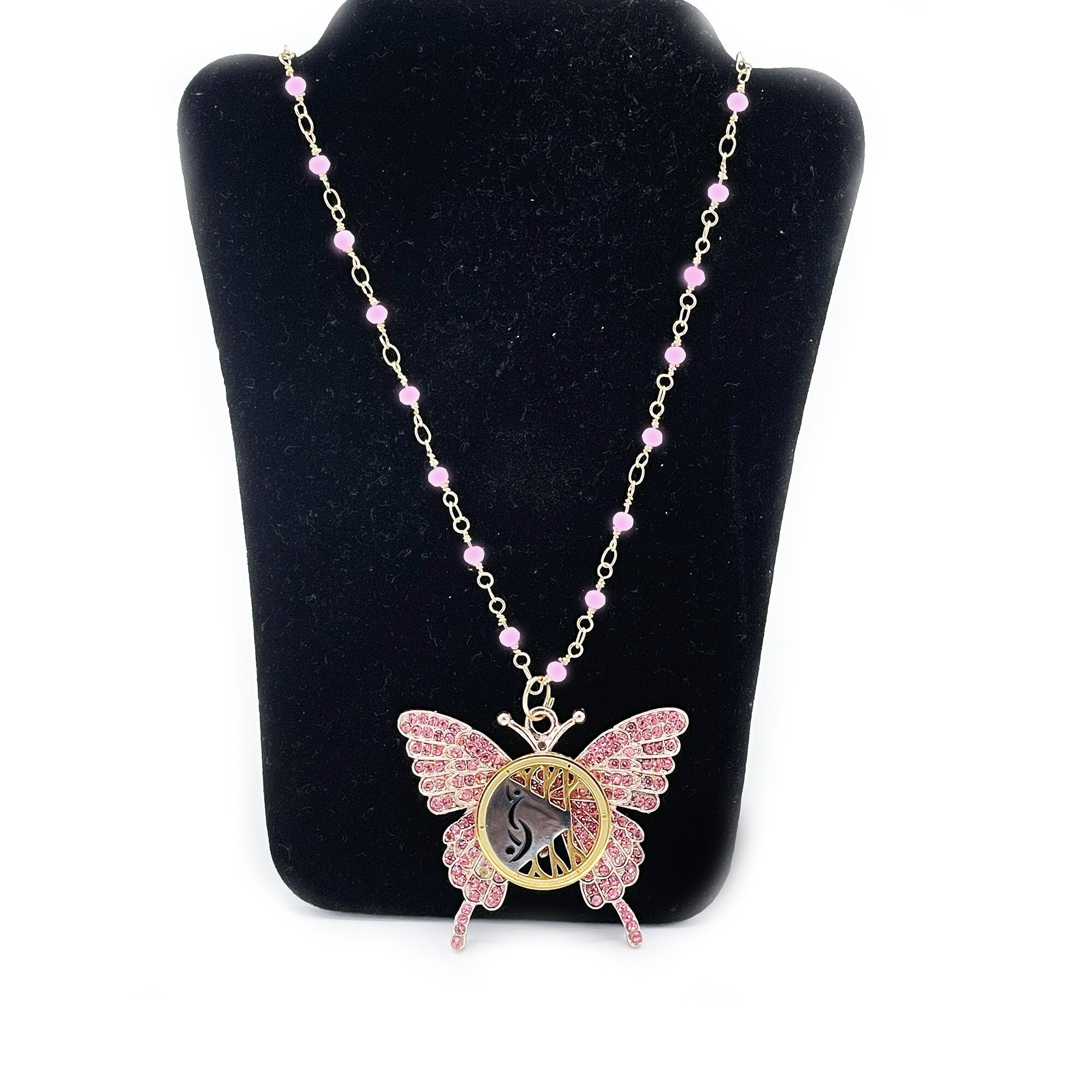 Sparkling Pink Butterfly Pendant With Swinger Symbol Lifestyle