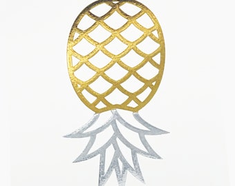 Upside Down Pineapple Tattoo: Metallic Gold & Silver Temporary Tattoo (5 Pack)