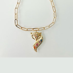 Hotwife Anklet with Gold Vixen and Colored Pave Cubic Zirconia Stones