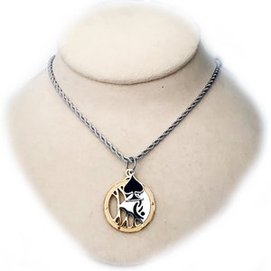 Silver Swinger Symbol Rope Chain Necklace with &quot;Queen of Spades&quot; & Partners ID Lifestyle Pendant