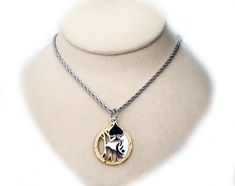 Silver Swinger Symbol Rope Chain Necklace with &quot;Queen of Spades&quot; & Partners ID Lifestyle Pendant