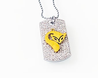CZ Dog Tag Pendant with Gold Hotwife Vixen Charm