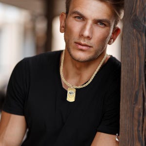 Gorgeous Gold Dog Tag Necklace or Key Chain with Lifestyle Pendant