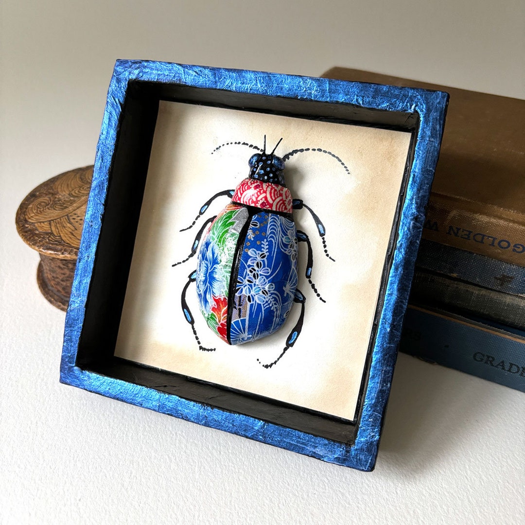 Beetle Sculpture, Papiermache Insect, Nature Art, Unique Decor, Paper