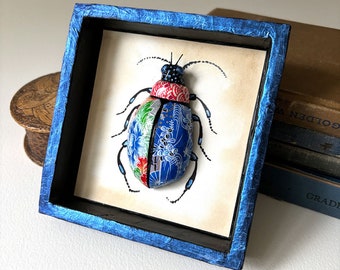 Beetle Sculpture, Papier-mache Insect, Nature Art, Unique Decor, Paper Artwork