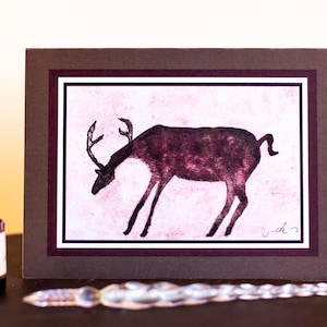 Hirsch Grußkarten 13x18 (2er Set) innen leer mit weißen Umschlägen, von Original handgemachten Aquarell Gemälde von Künstler EK