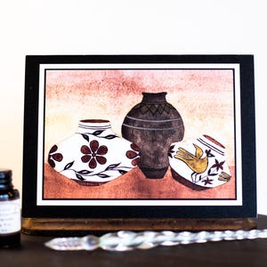 Southwest Pottery 5x7 Cards (set da 6) vuote all'interno con buste, create da acquerelli originali fatti a mano dipinti dall'artista EK