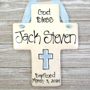 Baptism Cross Personalized for Boys in Blue Baptism Gifts