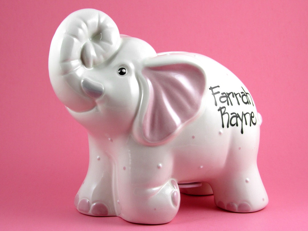 Personalized Piggy Bank // Elephant Piggy Bank in Pink Etsy