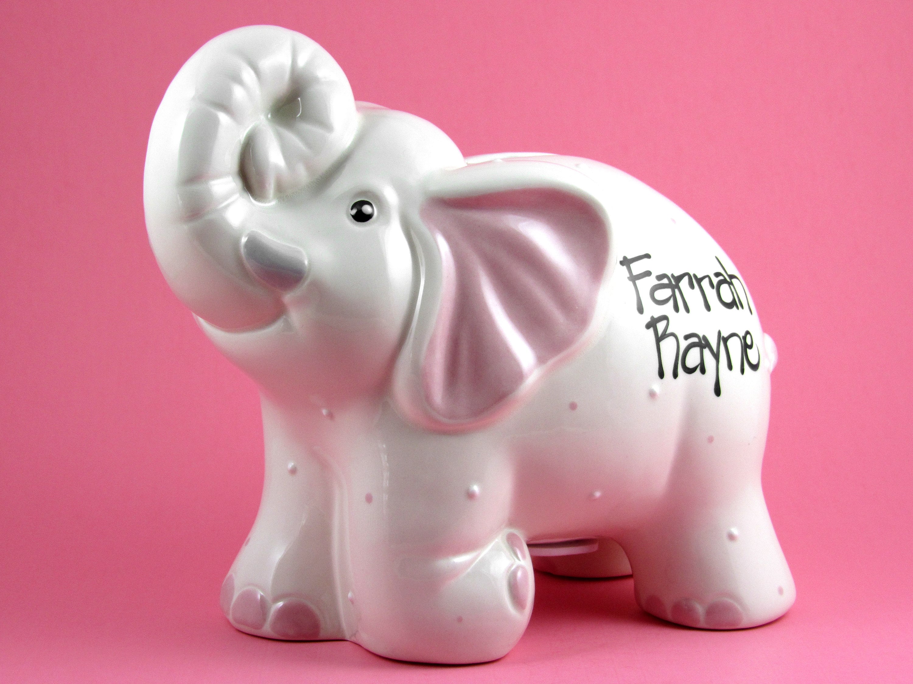 Personalized Piggy Bank // Elephant Piggy Bank in Pink Etsy