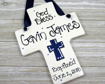 Personalized Baptism Cross with Cross for Boys Baptism Gifts