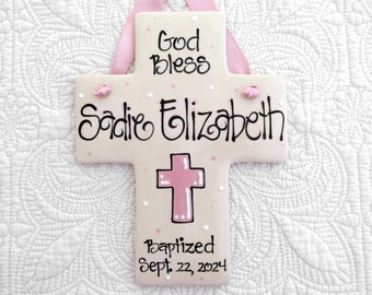Baptism Cross Personalized for Girls in Pink Baptism Gifts