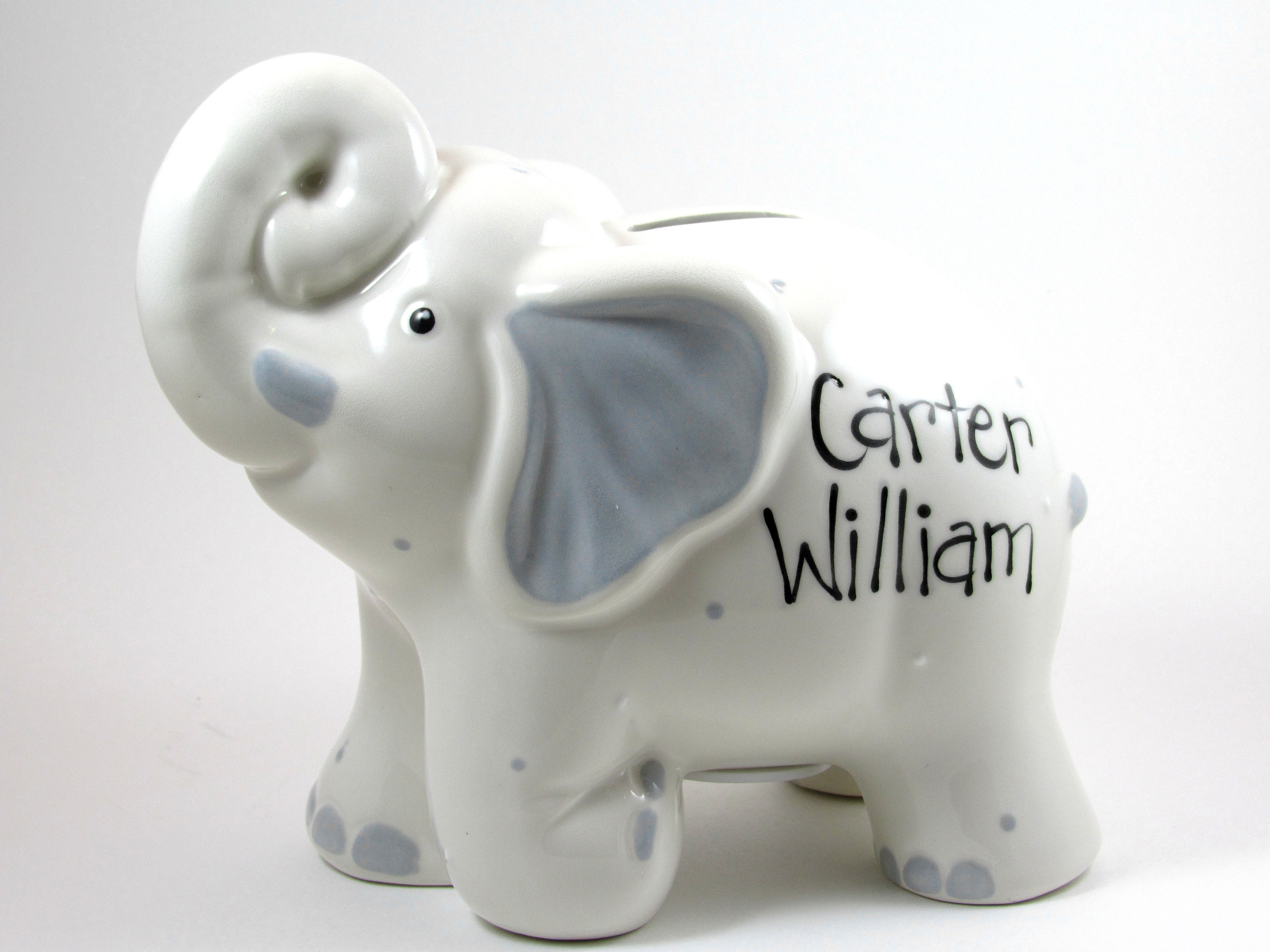 Personalized Piggy Bank in Gray // Elephant Piggy Bank Etsy