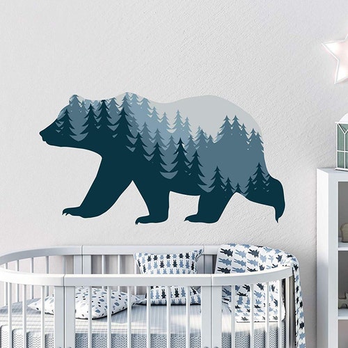 Grizzly Bear Wall Art Decal Peel and Stick Animal Natural Etsy