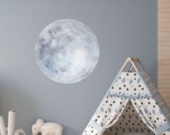 Moon Watercolor Wall Decal. Moon Nursery Wall Sticker. Space Themed Decor. Kids Room Wall Decals. Moon Wall Mural. Peel and Stick NS2086