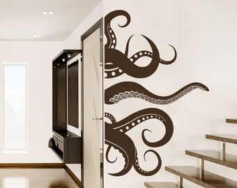 Octopus Wall Decal Vinyl Sticker Decals Tentacles Fish Deep Sea Ocean Animals Nautical Bathroom Home Decor Bedroom NS1012