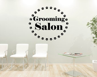 Grooming Salon Wall Decal Vinyl Dog Comb Scissors Pet Shop Stickers Decor SM21