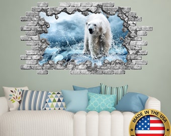 Bear Wall Stickers Woodland Animal Wall Decal Bear Wall Mural Pine Tree Wall Decal Woodland Nursery Themed Bedroom Decor NS2151