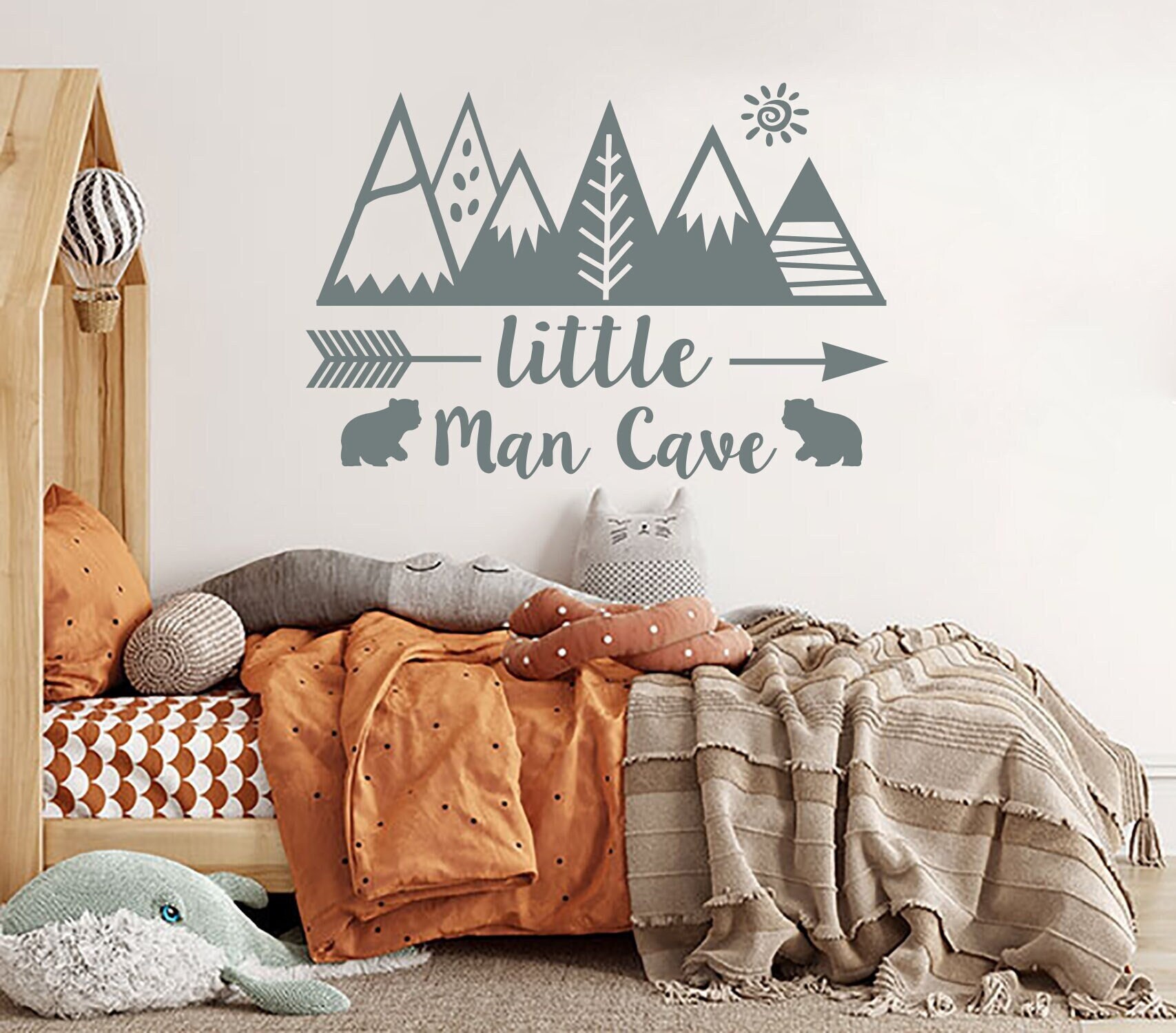 Bedroom Little Cave for Crib Bears Woodland Vinyl Stickers Wall Above Etsy Man - NS1192 Nursery Kids Decorations Playroom Custom Decal