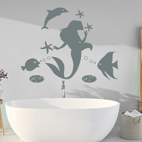 Mermaid Wall Decal Nymph Sea Ocean Sticker Bathroom Vinyl - Etsy