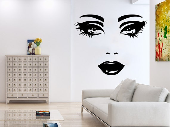 Beauty Salon Wall Decal Eyes View Face Makeup Vinyl Sticker Decals Bedroom C80