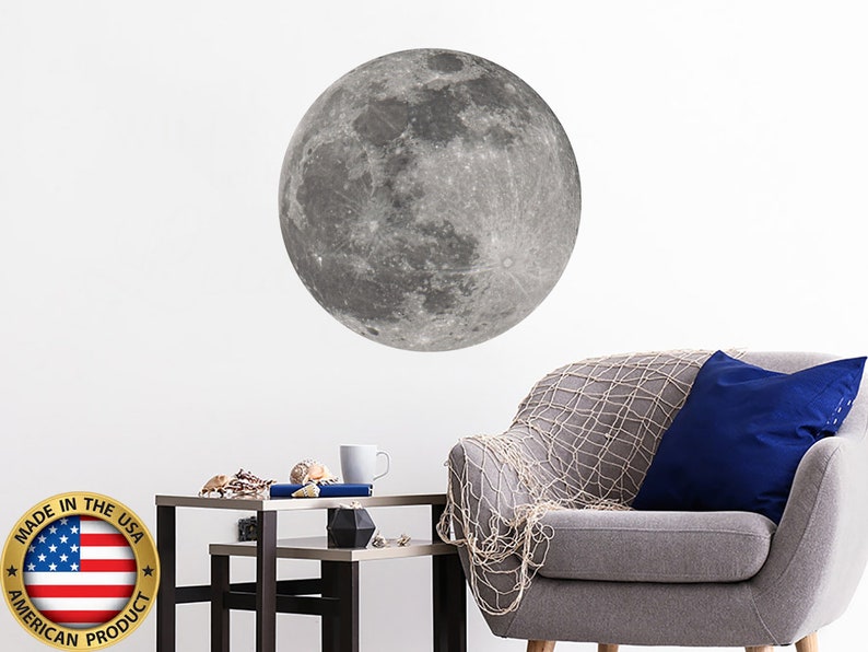 Moon Wall Sticker. Moon Vinyl Decals. Space Themed Nursery Etsy