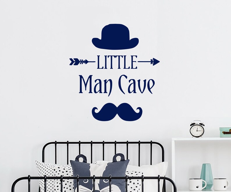 little-man-cave-wall-decals-monochrome-nursery-bedroom-decal-etsy