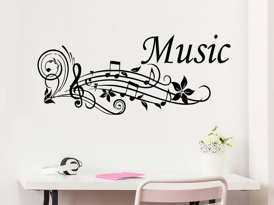 Wall Decal Musical Notes Waves Decals Music Note Recording Etsy