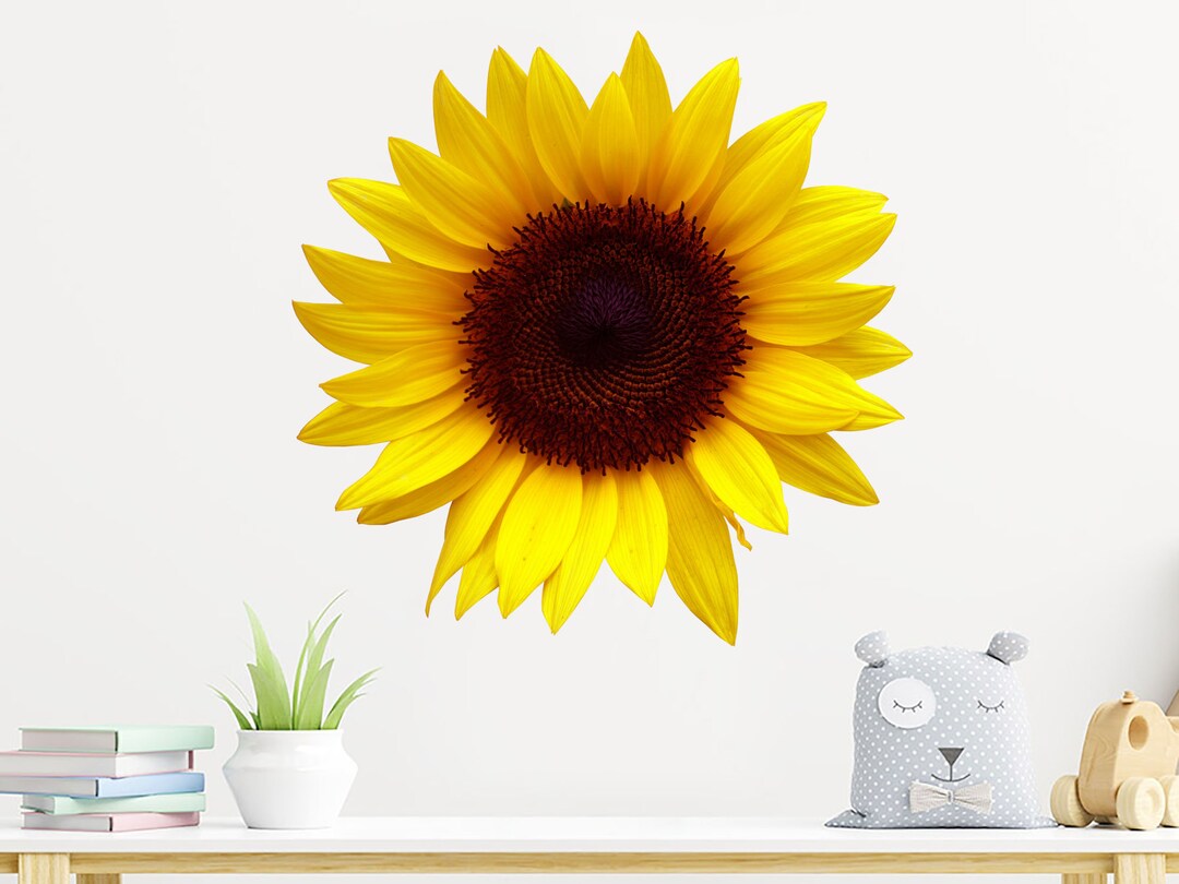Sunflower Wall Decal. Flower Vinyl Sticker. Sunflower Murals. Yellow