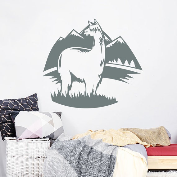 Llama Wall Stickers Mountains Nursery Bedroom Decor Llama Alpaca Mountains Art Decorations For Bedroom Llama Wall Art Ns1125