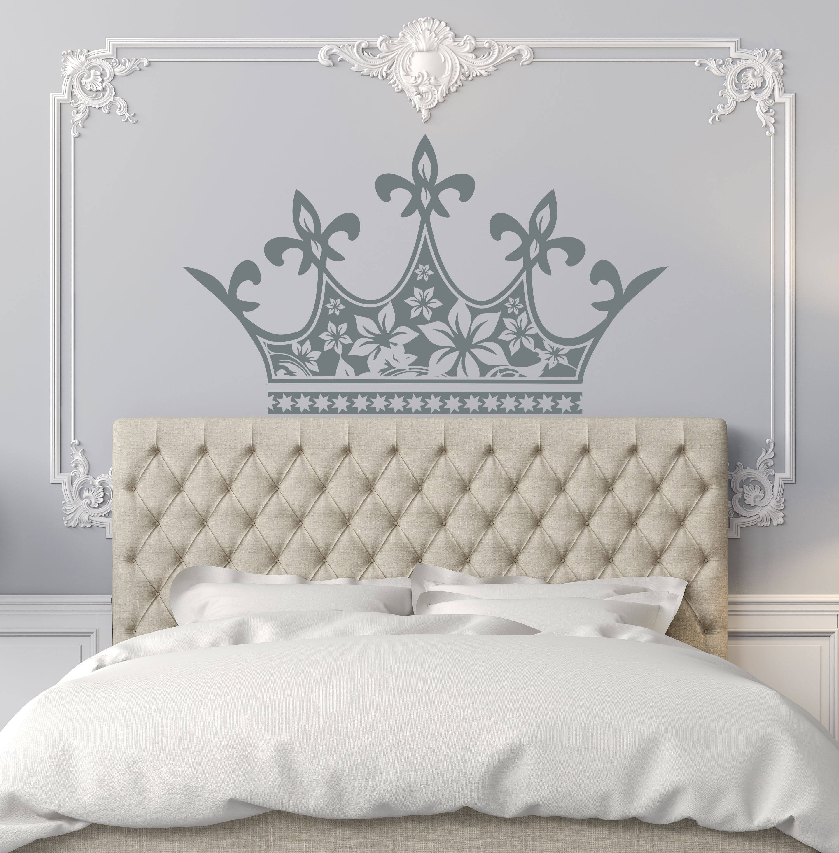 Crown Headboard Wall Decal Girl Baby Princess Decor Vinyl Etsy