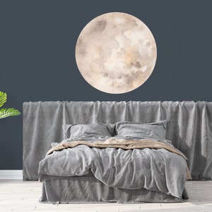 3D Moon Wall Decal. Watercolor Moon Nursery Decals. Space Themed Nursery Decor. Kids Room Wall Stickers. Realistic Moon Wall Mural NS2087