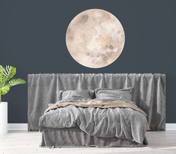 Mural - Room Kids Realistic Nursery Wall Wall Stickers. NS2087 Moon Themed Watercolor Moon Nursery 3D Etsy Wall Decor. Space Decal. Moon Decals.