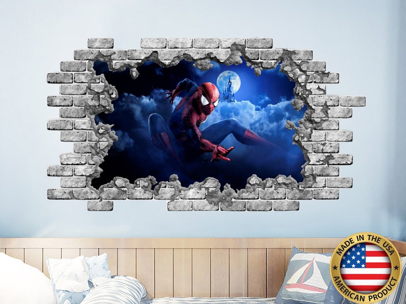 Spiderman Wall Decals. Hole in the Wall Decal. Superhero Wall Etsy