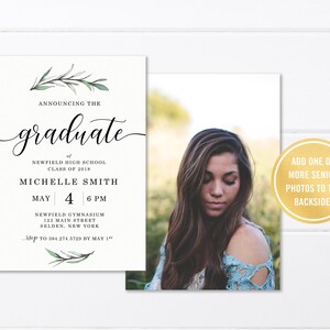 Custom Printed Graduation Announcement Printable Graduation - Etsy